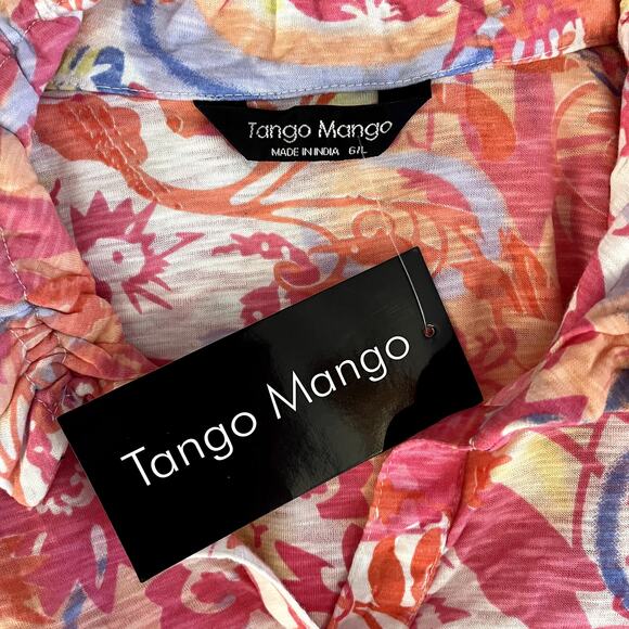 Tango Mango Pink Peach NEW NWT Wire Collar Tunic Top Size Large - Picture 7 of 10